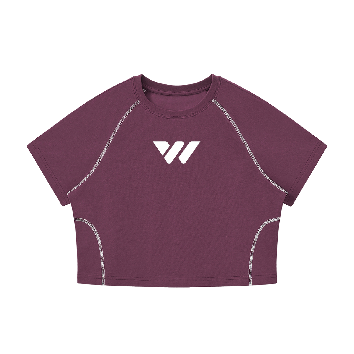 Women's Contrast Stitch Raglan Crop T-Shirt