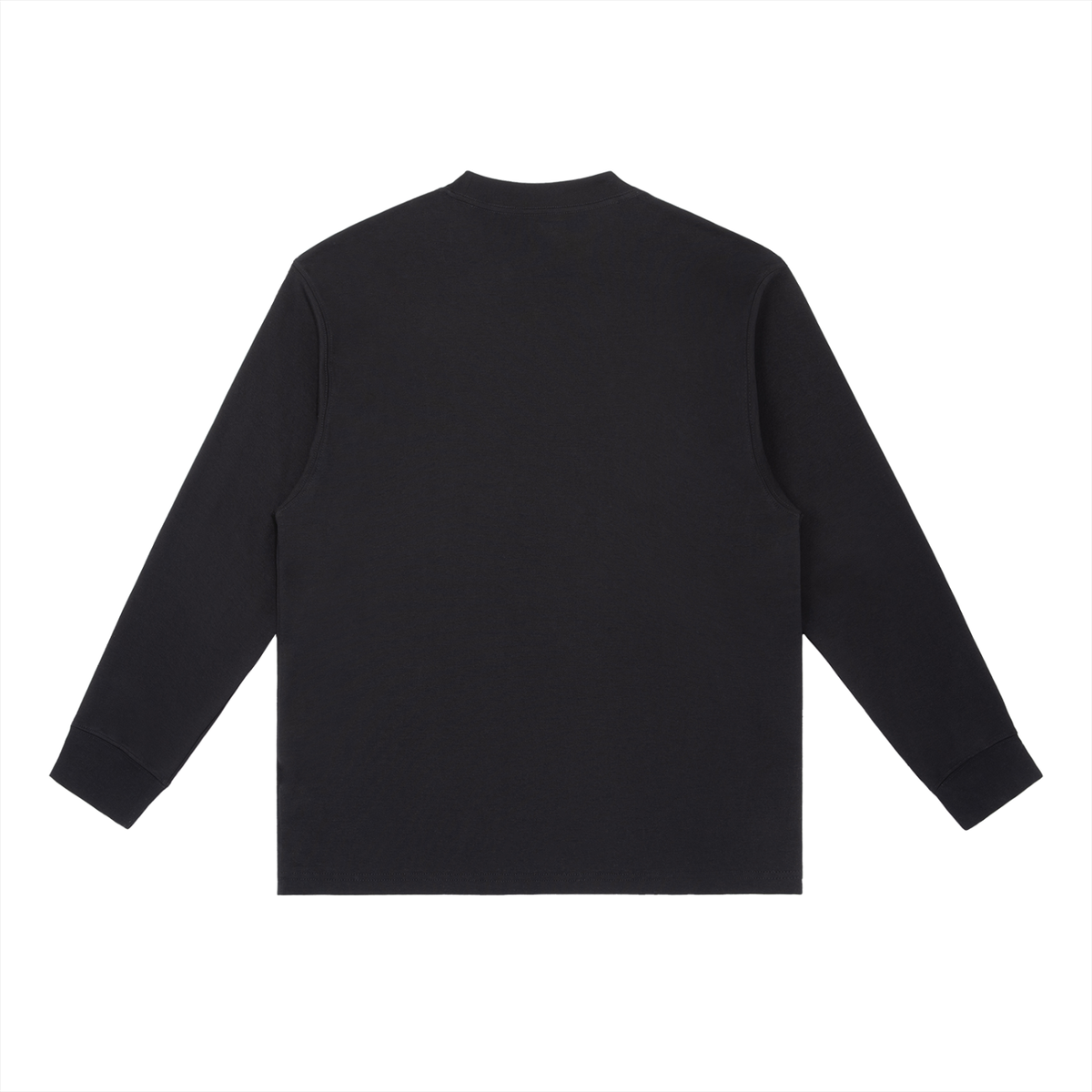 Black long-sleeve active lifestyle shirt for men and women, minimalist design, durable fit