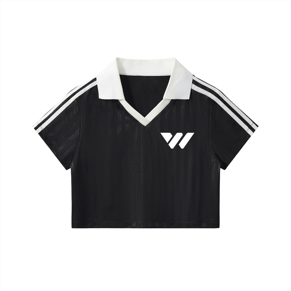 Contrast Collar Striped Cropped Jersey