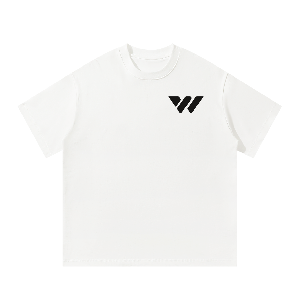 White active-lifestyle t-shirt with black logo, designed for comfort and durability