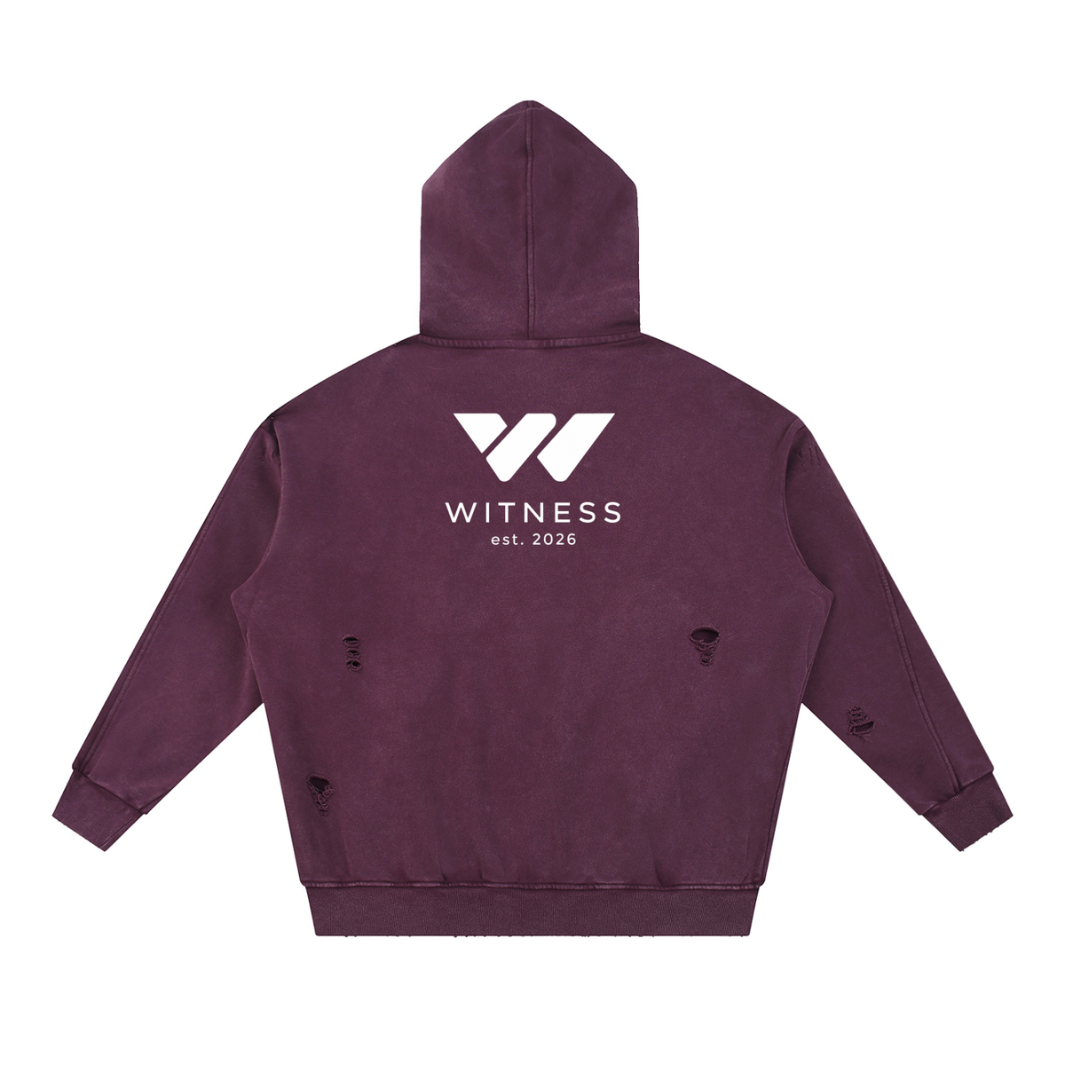 Snow Washed Distressed Panel Pocket Hoodie
