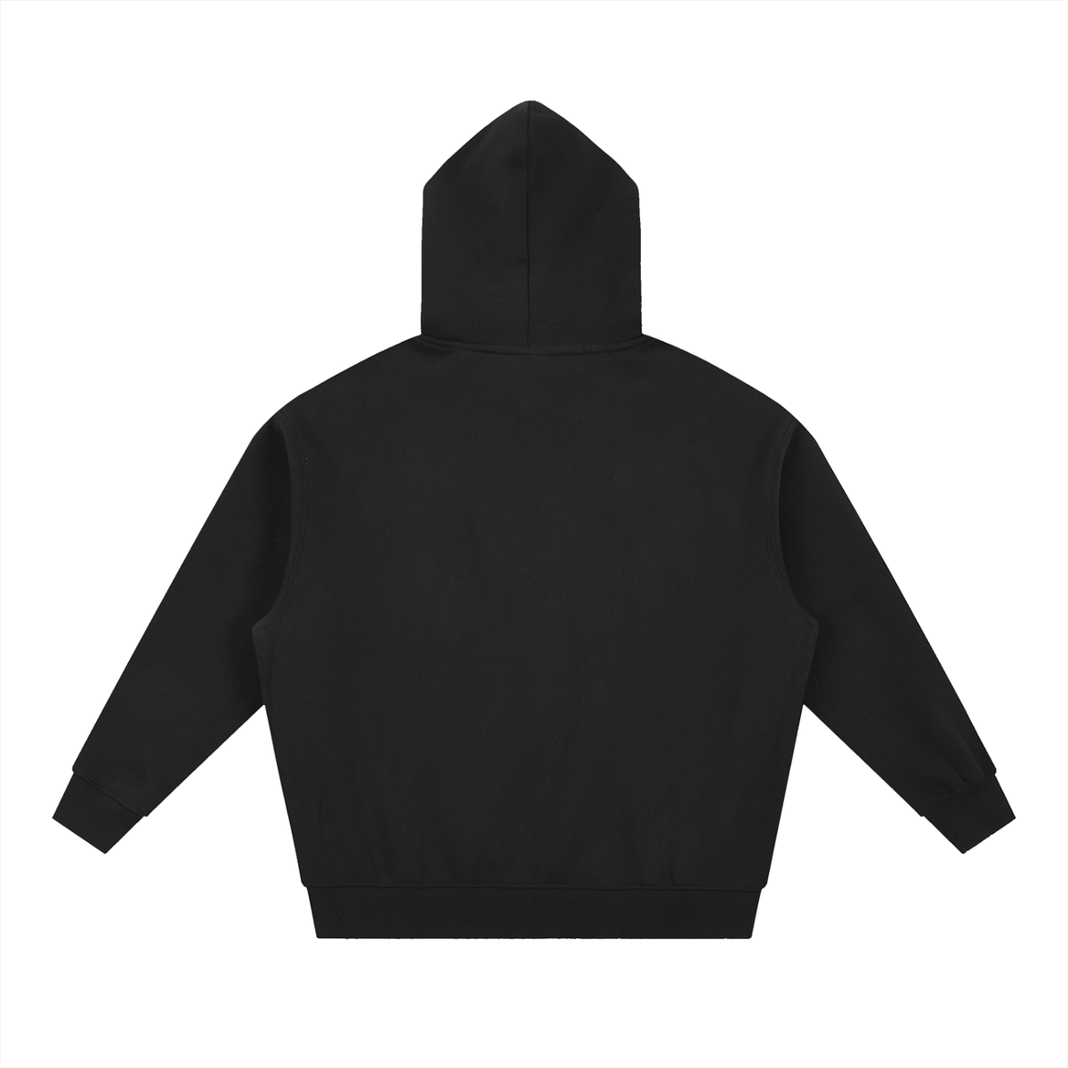 Black hoodie for active lifestyle, back view, made to fit and built to last