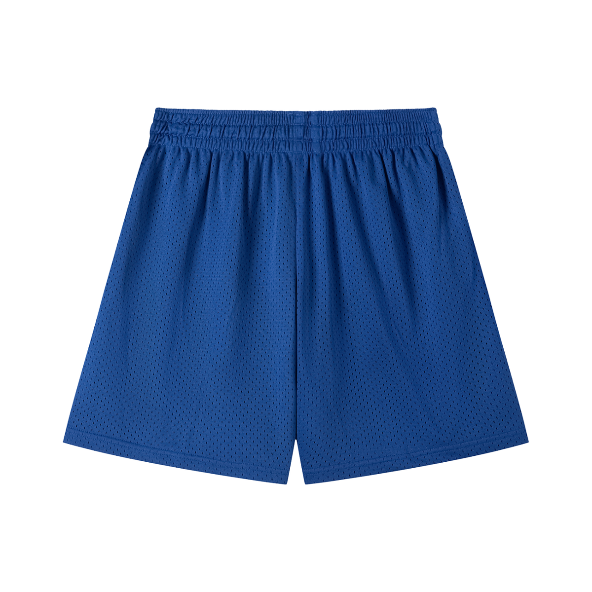 Blue mesh athletic shorts with elastic waistband for active lifestyle