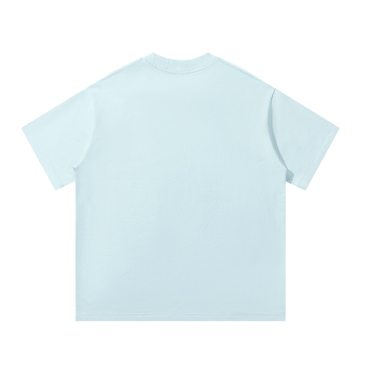 Light blue plain t-shirt back view, soft fabric, relaxed fit for active lifestyle