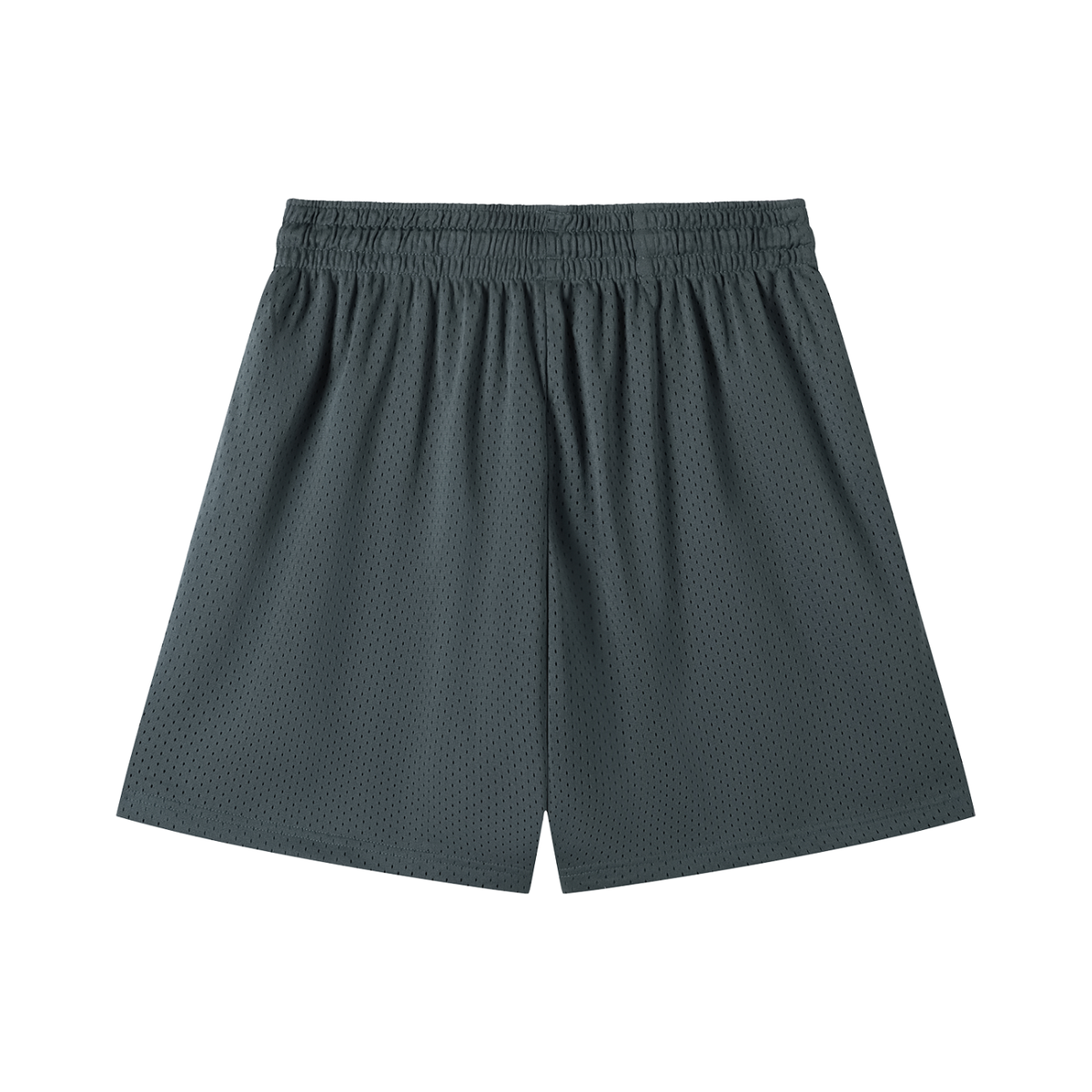Dark gray breathable mesh shorts with elastic waistband for active lifestyle