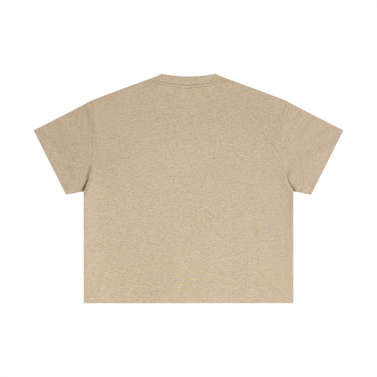 Beige cropped T-shirt with short sleeves, back view, minimalist design for active lifestyle