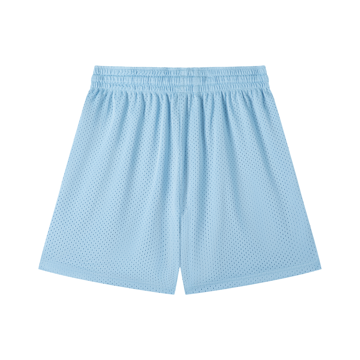 Light blue mesh athletic shorts with elastic waistband for active lifestyle