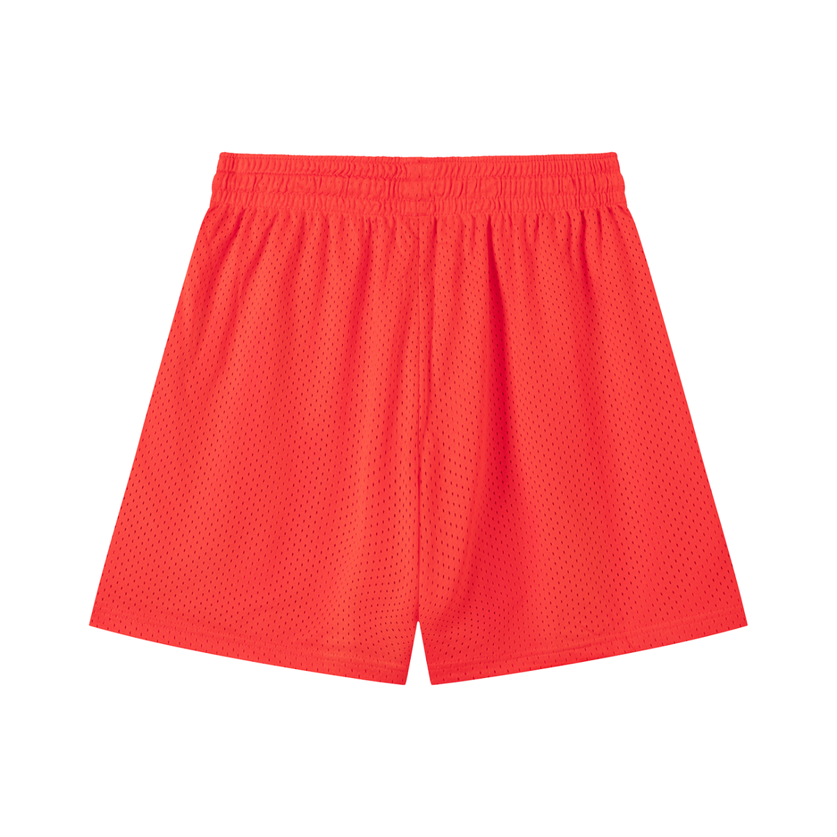 Bright red mesh athletic shorts with elastic waistband for active lifestyle