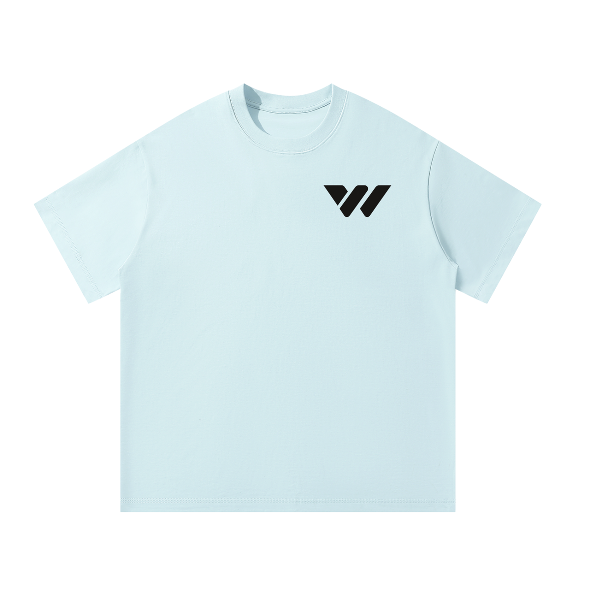 Light blue active lifestyle t-shirt with black logo, perfect for men and women